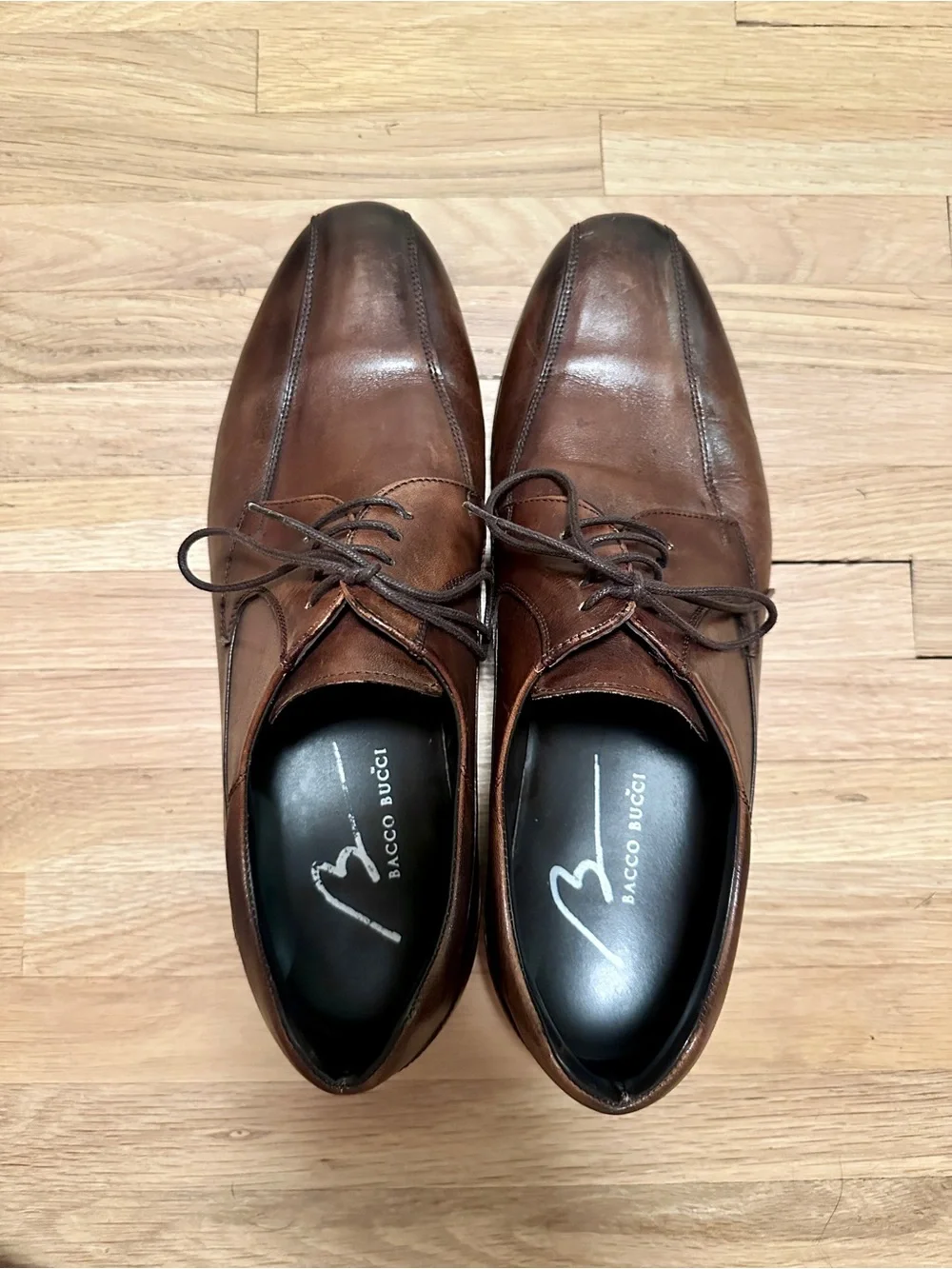 Bocce Bucci Italian Brown Leather Shoes - Classic Lace-Up